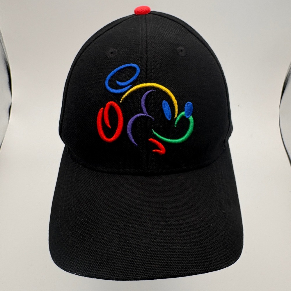 Vintage 90s Walt Disney World Mickey Mouse‎ Hat Multicolor Logo Taping Black